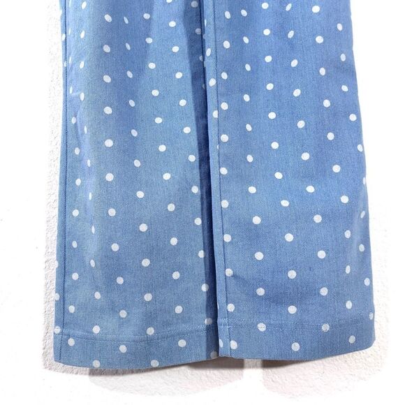 STORIA Polka Dot Denim Overalls Ankle Cropped Jumpsuit Boho Patch Pocket Small - Picture 5 of 12